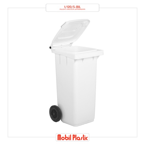 Bidone carrellato per la raccolta differenziata rifiuti Mobil Plastic 120 Lt per uso esterno rosso UNI EN 840 