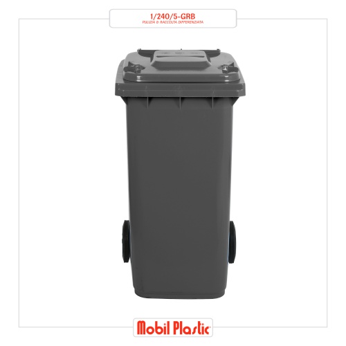 BIDONE CARRELLATO MOBILPLASTIC 240 l BLU CON COPERCHIO