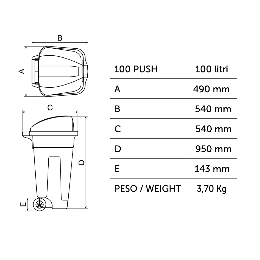 Bidoni 100 litri push - immagine 2