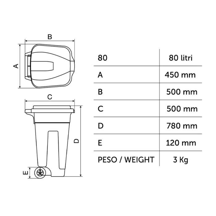 80 Waste bin - Mobilplastic