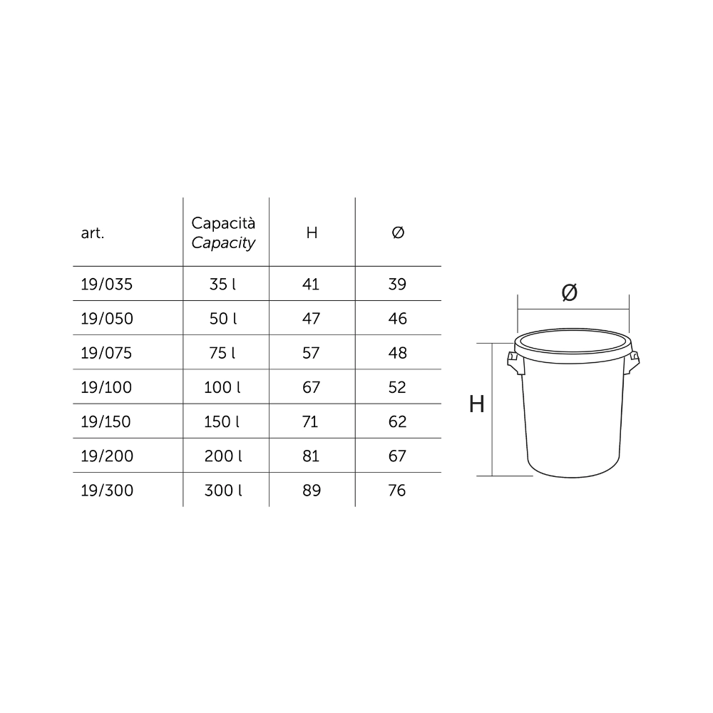 Bidone alimentare 75 LT. - immagine 2